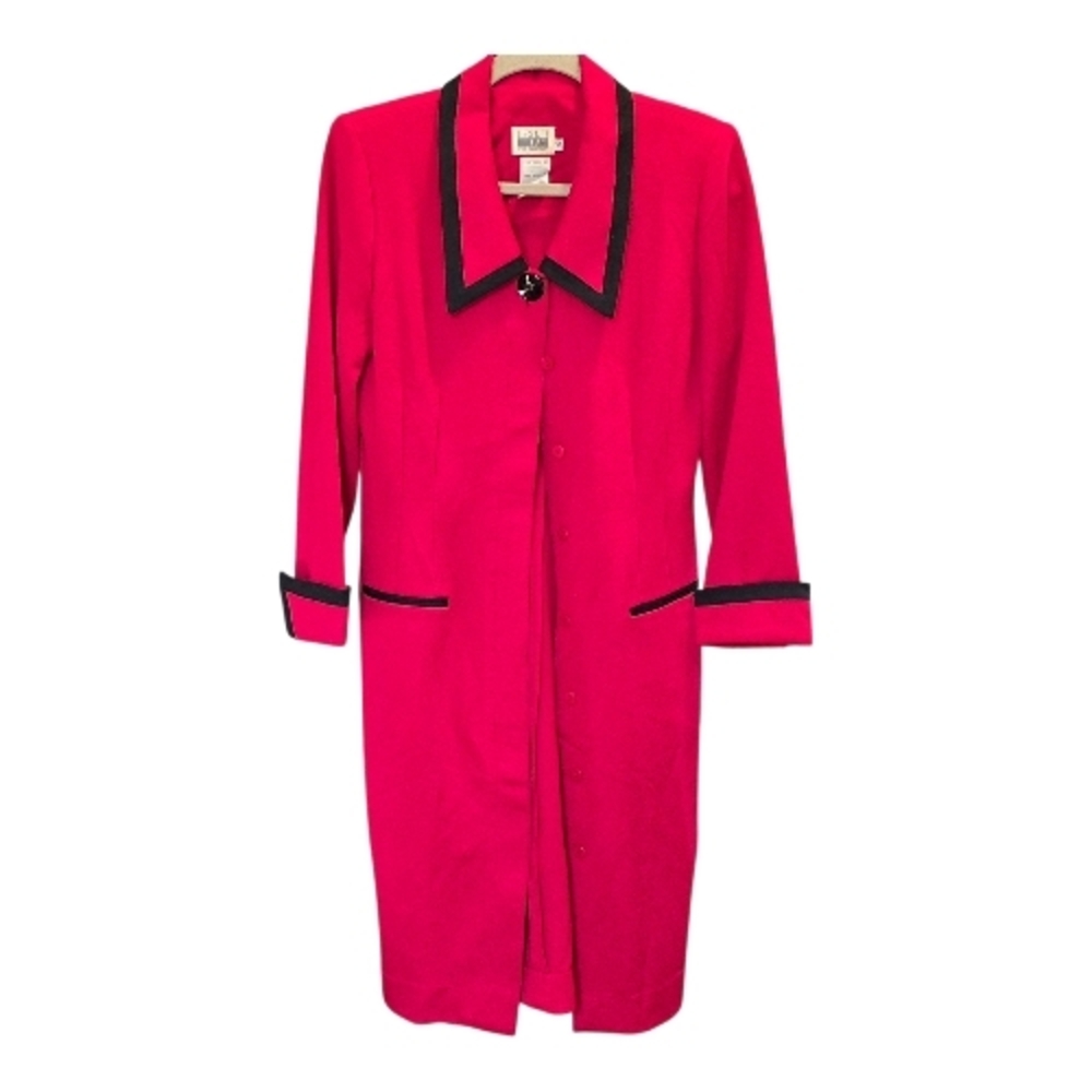 Leslie Fay Red Coat with Black Accents - Picture 1 of 5